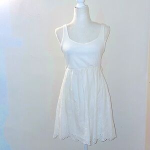 Passport white dress with ribbed cotton top and lace appliqué cute summer dress!